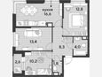 4-комнатная квартира, 67.10 м², 11/16 этаж фото 0