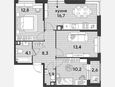 4-комнатная квартира, 67.40 м², 6/16 этаж фото 0