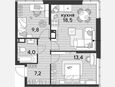 3-комнатная квартира, 52.90 м², 15/16 этаж фото 0