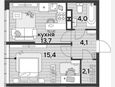 1-комнатная квартира, 39.30 м², 16/16 этаж фото 0