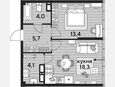 2-комнатная квартира, 45.50 м², 19/19 этаж фото 0