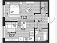 1-комнатная квартира, 39.80 м², 2/19 этаж фото 0