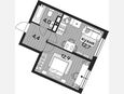1-комнатная квартира, 34 м², 17/19 этаж фото 0