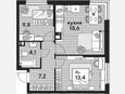 3-комнатная квартира, 53.10 м², 8/19 этаж фото 0