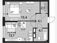 1-комнатная квартира, 39.30 м², 10/19 этаж фото 0