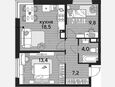 3-комнатная квартира, 52.90 м², 14/19 этаж фото 0