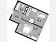 1-комнатная квартира, 35.50 м², 19/19 этаж фото 0