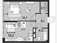 1-комнатная квартира, 40.50 м², 19/19 этаж фото 0