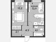 1-комнатная квартира, 39.80 м², 2/19 этаж фото 0