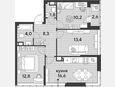4-комнатная квартира, 67.10 м², 18/19 этаж фото 0