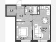 2-комнатная квартира, 44.80 м², 16/19 этаж фото 0