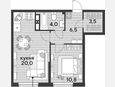 2-комнатная квартира, 44.80 м², 16/19 этаж фото 0