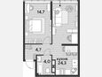 2-комнатная квартира, 47.70 м², 18/19 этаж фото 0