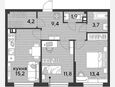 3-комнатная квартира, 59.60 м², 3/19 этаж фото 0