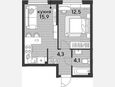 2-комнатная квартира, 36.80 м², 2/16 этаж фото 0