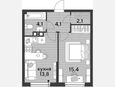 1-комнатная квартира, 39.50 м², 4/16 этаж фото 0