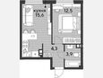 2-комнатная квартира, 36.30 м², 7/16 этаж фото 0