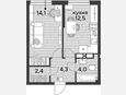1-комнатная квартира, 37.30 м², 11/16 этаж фото 0