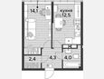 1-комнатная квартира, 37.30 м², 15/16 этаж фото 0