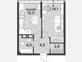 1-комнатная квартира, 37.30 м², 15/16 этаж фото 0
