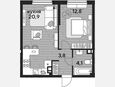 2-комнатная квартира, 41.60 м², 8/16 этаж фото 0