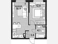 2-комнатная квартира, 39.60 м², 5/16 этаж фото 0