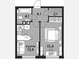 1-комнатная квартира, 39.50 м², 7/16 этаж фото 0
