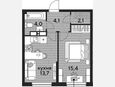 1-комнатная квартира, 39.30 м², 13/16 этаж фото 0