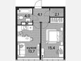 1-комнатная квартира, 39.30 м², 15/16 этаж фото 0