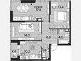 4-комнатная квартира, 69.50 м², 16/16 этаж фото 0