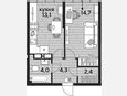 1-комнатная квартира, 38.50 м², 16/16 этаж фото 0