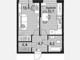 1-комнатная квартира, 37.90 м², 2/16 этаж фото 0