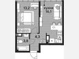 2-комнатная квартира, 37.40 м², 16/16 этаж фото 0