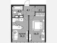 1-комнатная квартира, 40.50 м², 16/16 этаж фото 0