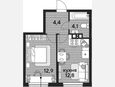 1-комнатная квартира, 34.20 м², 7/16 этаж фото 0