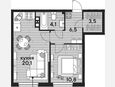2-комнатная квартира, 45 м², 8/16 этаж фото 0