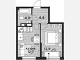 1-комнатная квартира, 34 м², 11/16 этаж фото 0