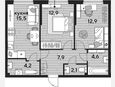 3-комнатная квартира, 60.10 м², 2/16 этаж фото 0