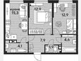 3-комнатная квартира, 59.60 м², 7/16 этаж фото 0