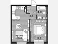 2-комнатная квартира, 41.40 м², 12/16 этаж фото 0