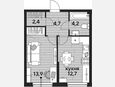 1-комнатная квартира, 37.90 м², 2/16 этаж фото 0