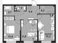 3-комнатная квартира, 59.60 м², 4/16 этаж фото 0