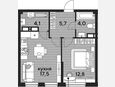 2-комнатная квартира, 44.10 м², 12/16 этаж фото 0