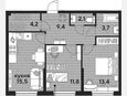 3-комнатная квартира, 60.10 м², 2/16 этаж фото 0