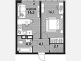 1-комнатная квартира, 40.50 м², 16/16 этаж фото 0