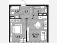 2-комнатная квартира, 45.50 м², 16/16 этаж фото 0