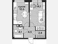 1-комнатная квартира, 37.50 м², 7/19 этаж фото 0