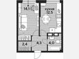 1-комнатная квартира, 37.30 м², 11/19 этаж фото 0