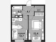 1-комнатная квартира, 39.30 м², 17/19 этаж фото 0