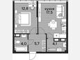 2-комнатная квартира, 44.10 м², 18/19 этаж фото 0